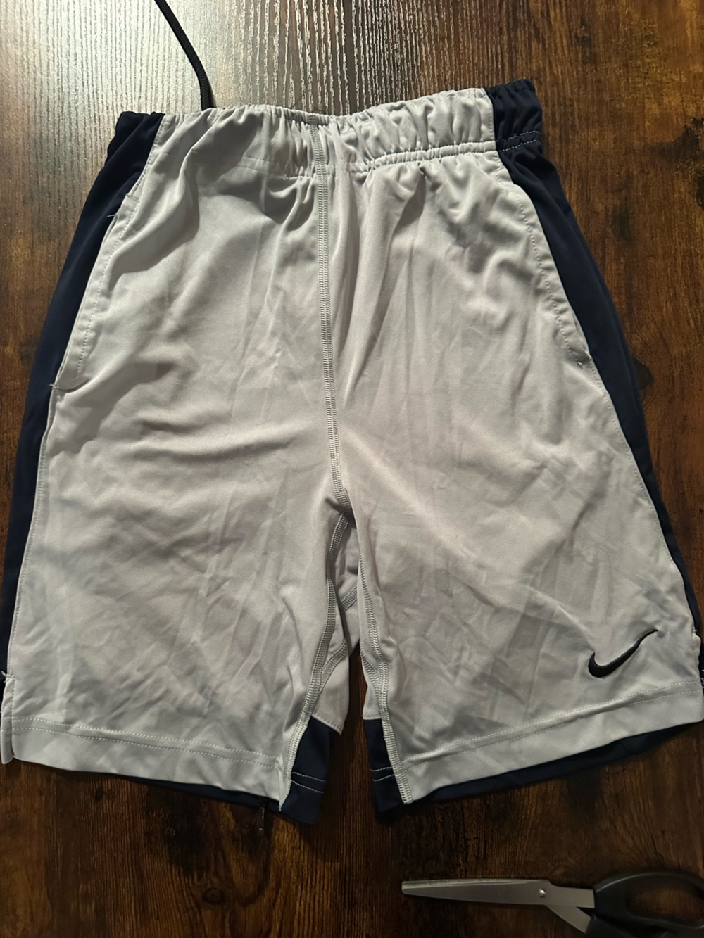 Nike Boy’s Light Gray and Navy Athletic Shorts